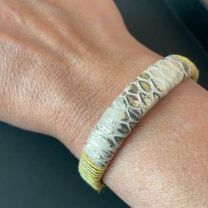 Leather and brass bracelet cuff from France.